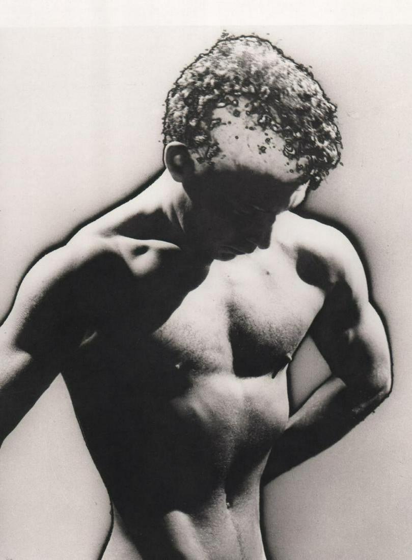MAN RAY - Untitled, Male nude, solarized: Artist: MAN RAY Print Title: Untitled, Male nude, solarized Medium: PhotoLitho Printed Printed 1980’s in Germany Image size (inches) approx. 8 x 6.5” Man Ray was an American visual artist who spen