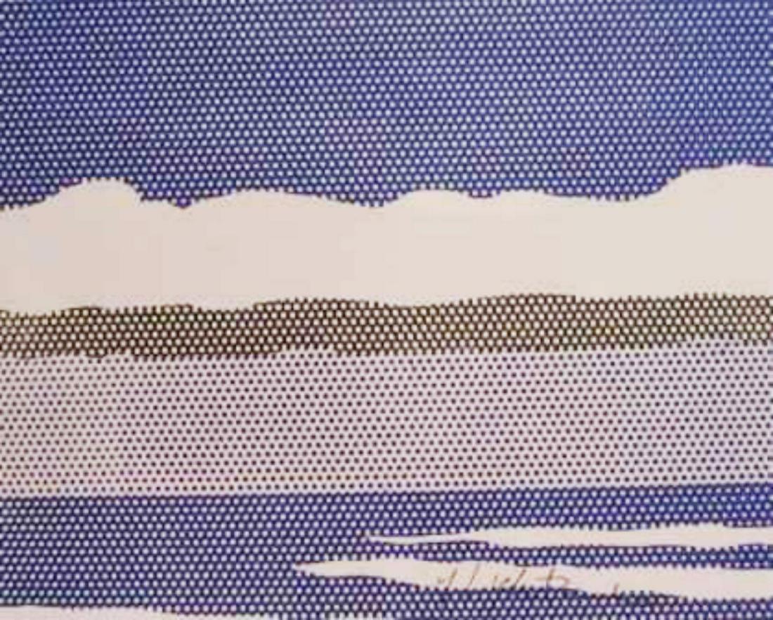 ROY LICHTENSTEIN, Untitled 1965 Hand signed framed: ROY LICHTENSTEIN, Untitled 1965, Book page off lithograph hand signed Image size: 11 x 11 inch frame size approx: 18" x 18"