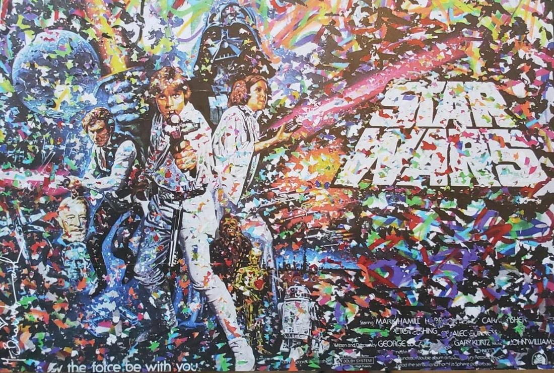 Mr. Brainwash, offset lithograph with mat signed in: Mr. Brainwash, Star Wars, offset lithograph with mat signed in nthe print (plate signed) over all size approx: 8x10