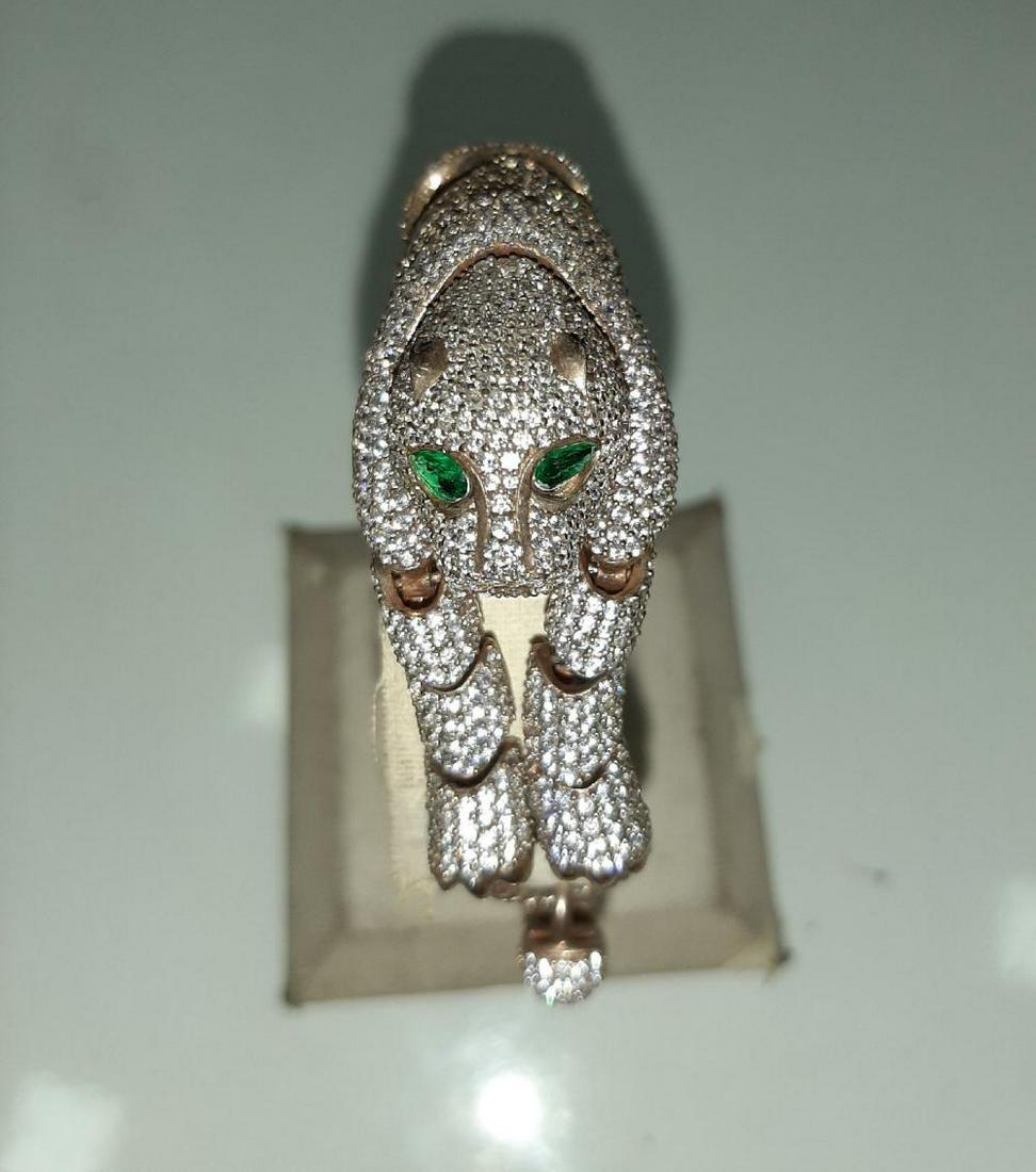 Cartier Panther bracelet, strling Silver with Rose Gold: Cartier Panther bracelet, strling Silver with Rose Gold Plated 3000 stones