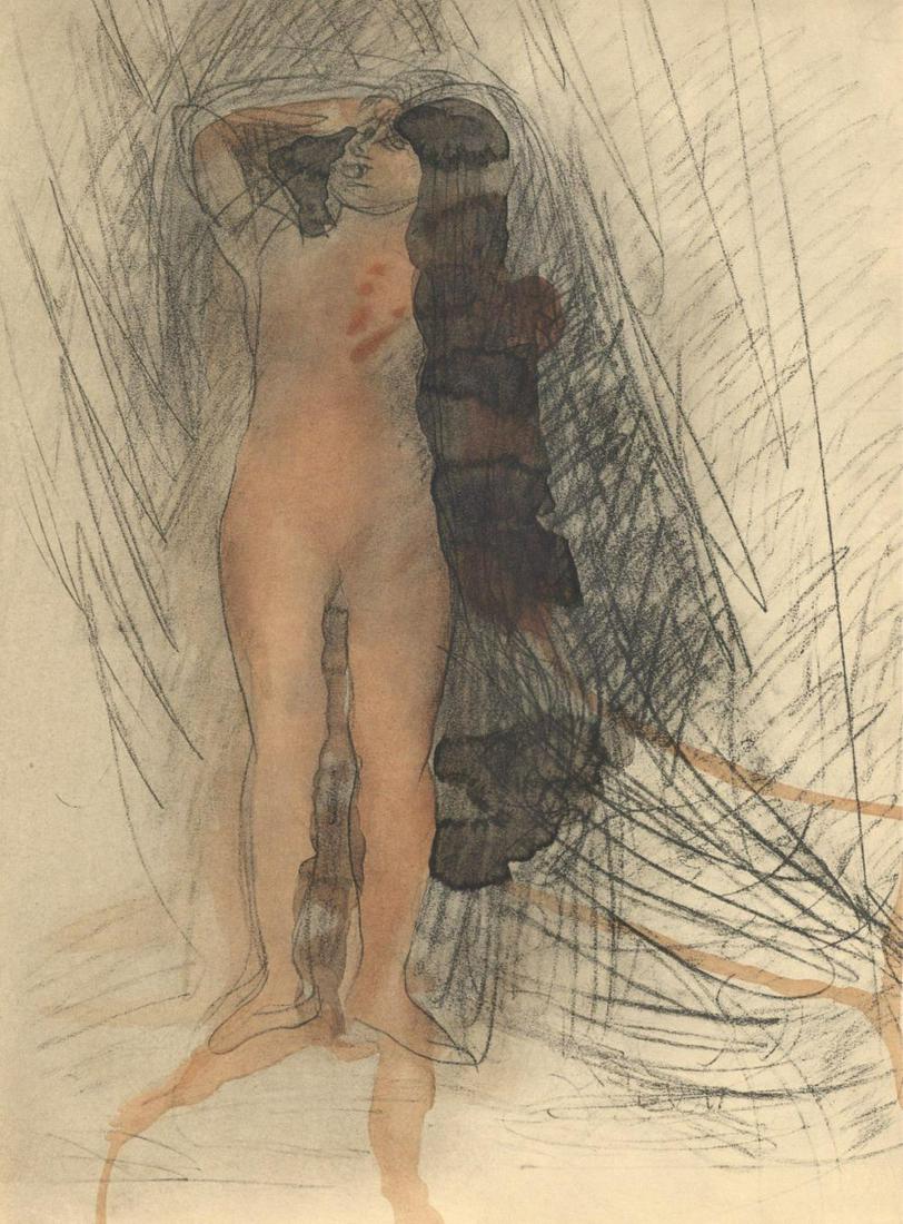 Auguste Rodin, limited edition pochoir 1944: Artist: Auguste Rodin Medium: pochoir (after the watercolor) Size: 15 3/4 x 11 3/4 inches. This beautiful print was issued in Paris in 1944 in an edition of 300.