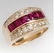 18 K Yellow Gold Red Ruby Diamond Ring