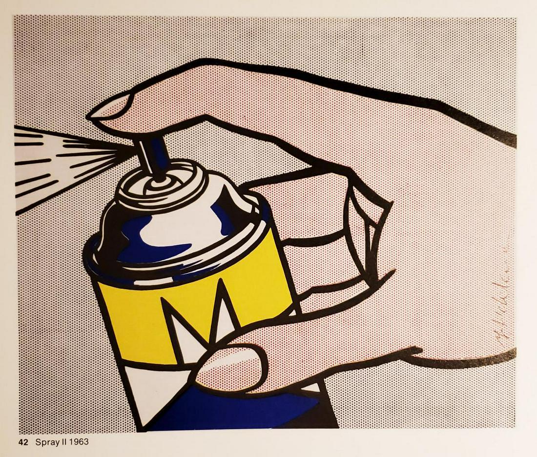 ROY LICHTENSTEIN, Spray II 1963 Hand signed: ROY LICHTENSTEIN, Spray II 1963, Book page offset lithograph hand signed Image size: 11 x 11 inch. "Please note that the signature location may vary from photo on the listing.
