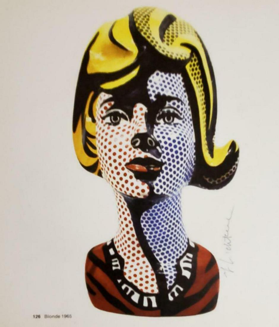 ROY LICHTENSTEIN, Blonde 1965, Hand signed lithograph: Artist: ROY LICHTENSTEIN Title: "Blonde" Medium: Offset Lithograph (Book Page) Year: 1965 Signed: Hand signed by the Artist image Size Approx: 11" X 11"