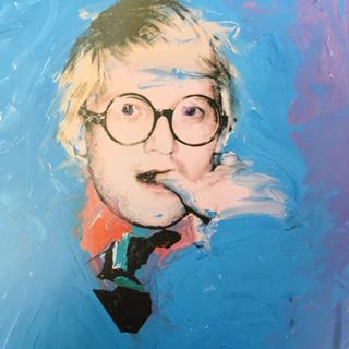 Andy Warhol, David Hockney, Vintage offset lithograph: Artist: Andy Warhol Title: "David Hockney" Medium: Offset Lithograph (Book Page) Year: 1993 Signed: Unsigned image Size: 9" X 9" Mat: 12" X 12"