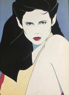 Patrick Nagel, Untitled, Vintage offset lithograph: Artist: Patrick Nagel Title: "Untitled" Medium: Offset Lithograph (Book Page) Year: 1985 Signed: Unsigned image Size: 16" X 13" Mat: 19" X 16"