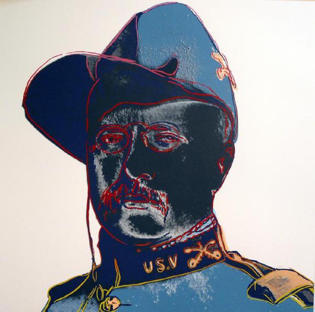 Andy Warhol Teddy Roosevelt 1986, Silkscreen FRAMED: Warhol, Andy Teddy Roosevelt, from Cowboys and Indians, 1986 Silkscreen, on Lenox Museum Board, not signed and numbered,Paper size 36 x 36 inches (91.4 x 91.4 cm)Images size 36 x 36 inches (91.4 x 91.