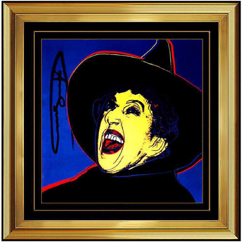 Andy Warhol Hand Signed Color Lithograph The Witch from: Andy Warhol Hand Signed Color Lithograph (Invitation) The Witch from the Myth Folio . Image size: 7.09 in. (18.00 cm.) (height) by 7.09 in Frame size approx: 18" x 18" Please note that the signature l