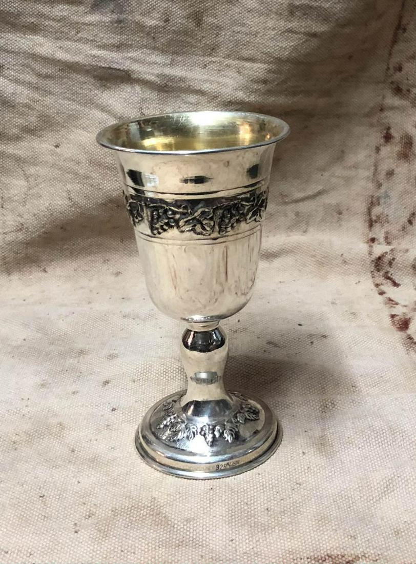SILVER 925 JUDAICA KIDDUSH WINE CUP GOBLET: SILVER 925 JUDAICA KIDDUSH WINE CUP GOBLET. 13x7 cm