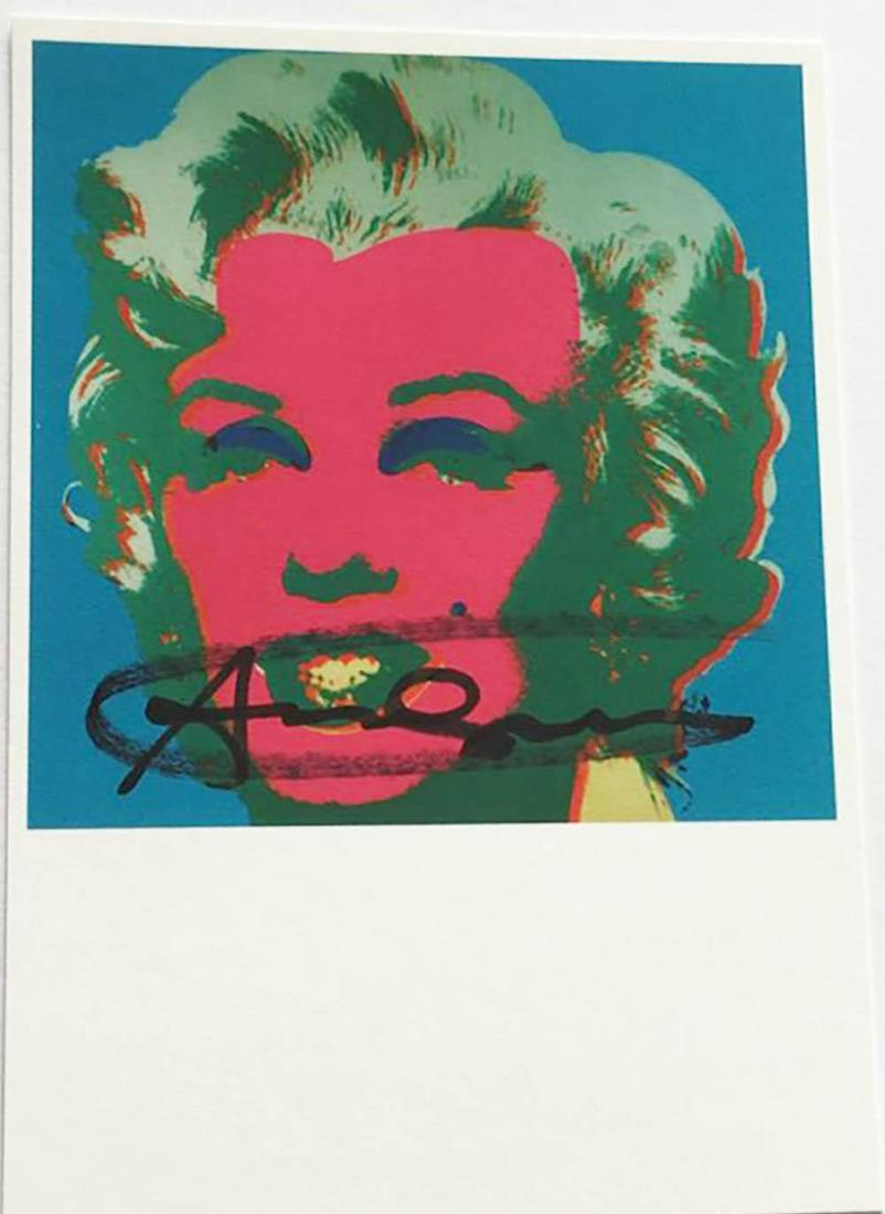 Andy Warhol, Marilyn Monroe 1967 hand signed: Andy Warhol, Marilyn Monroe 1967 invitation card Hand signed offset lithograph printed in colors, from the edition of an unknown size Paper Size: 4.1/8 x 5.7/8 inch, (10.5 x 15 cm) Images Size: 4.1/8