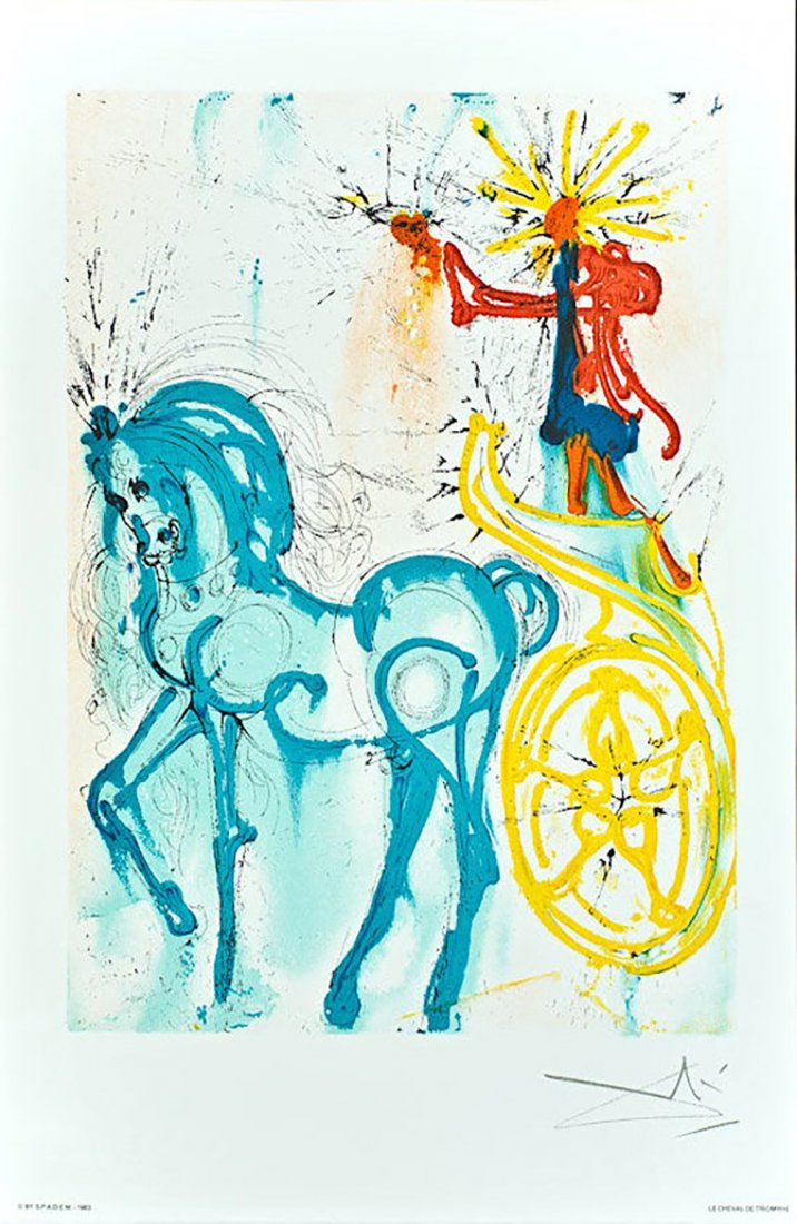 Salvador Dali "Le Cheval De Triomphe" Faxm signed/No. L: Artist: Salvador Dali (After)Title: "Le Cheval De Triomphe" Media: Offset LithographSigned: Facsimile SignatureEdition: limited edition of 500Size: 21 3/4" X 14 1/2"
