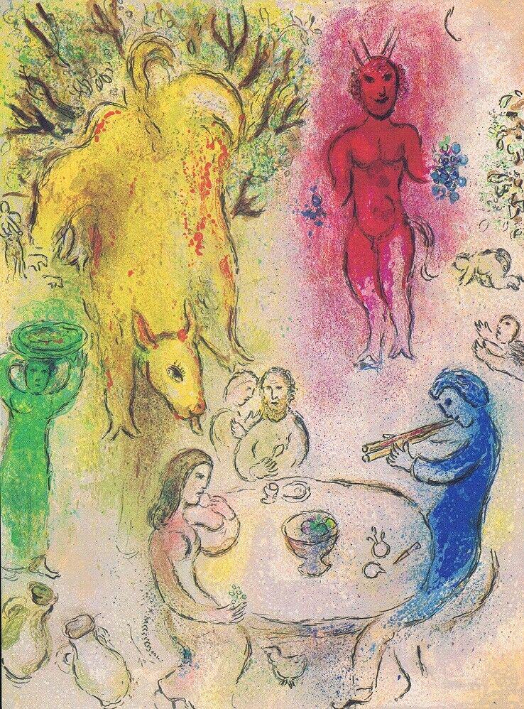 Marc Chagall Daphnis and Chloe original Lithograph 1977: Marc Chagall, Daphnis and Chloe, Being offered is a beautiful Vintage Color Lithograph, Publisher: George Braziller, Printed In: West Germany, Copyright Info: Les Editions, 1961 Verve, Paris, Publishe