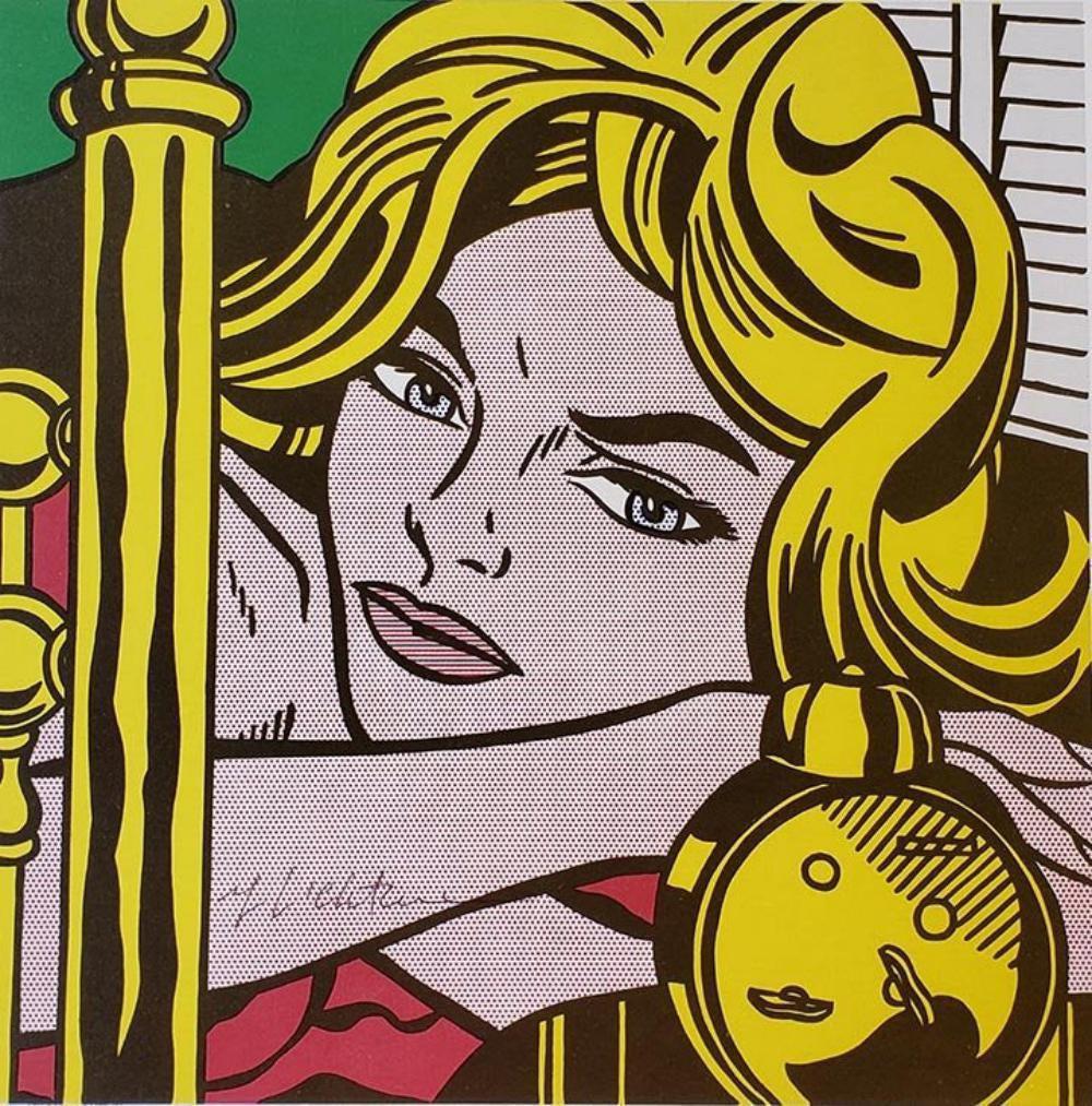 ROY LICHTENSTEIN, Blonde waiting 1964 Hand signed: ROY LICHTENSTEIN, Blonde waiting 1964, Book page off lithograph hand signed Image size: 11 x 11 inch frame size approx: 18" x 18"