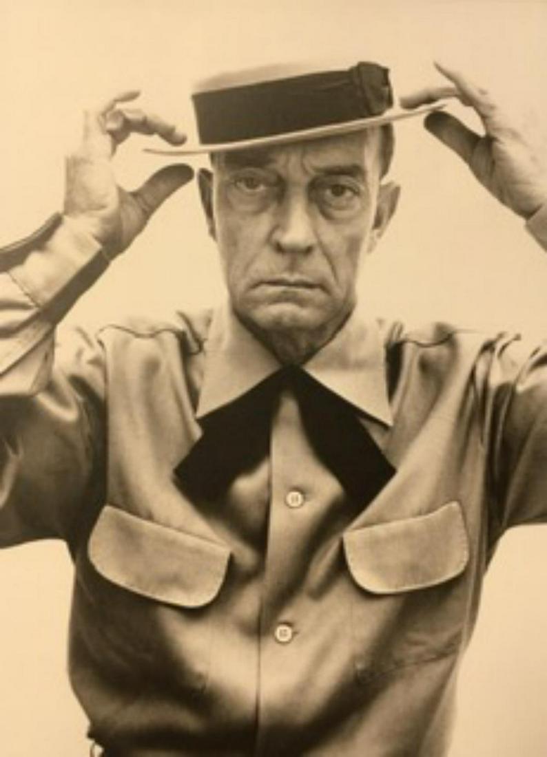 Richard Avedon, Buster Keaton, NY Sept,1952: Richard Avedon, Buster Keaton, NY Sept,1952. Vintage printing from portraits The actual items are crisp images Black on black archival matting , approx : 9x7 inches