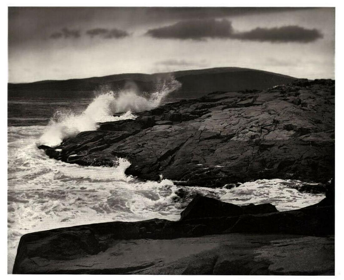 ANSEL ADAMS Acadia Maine Ocean Storm Sea - 1949: Photographer: Ansel Adams (American, 1902 - 1984) Title: "Sea and Rocks, Storm, Schoodic Point" Subject: Acadia National Park, Maine. Date Of Negative: Circa late 1930's - mid 1940's Type Of Print: Vi