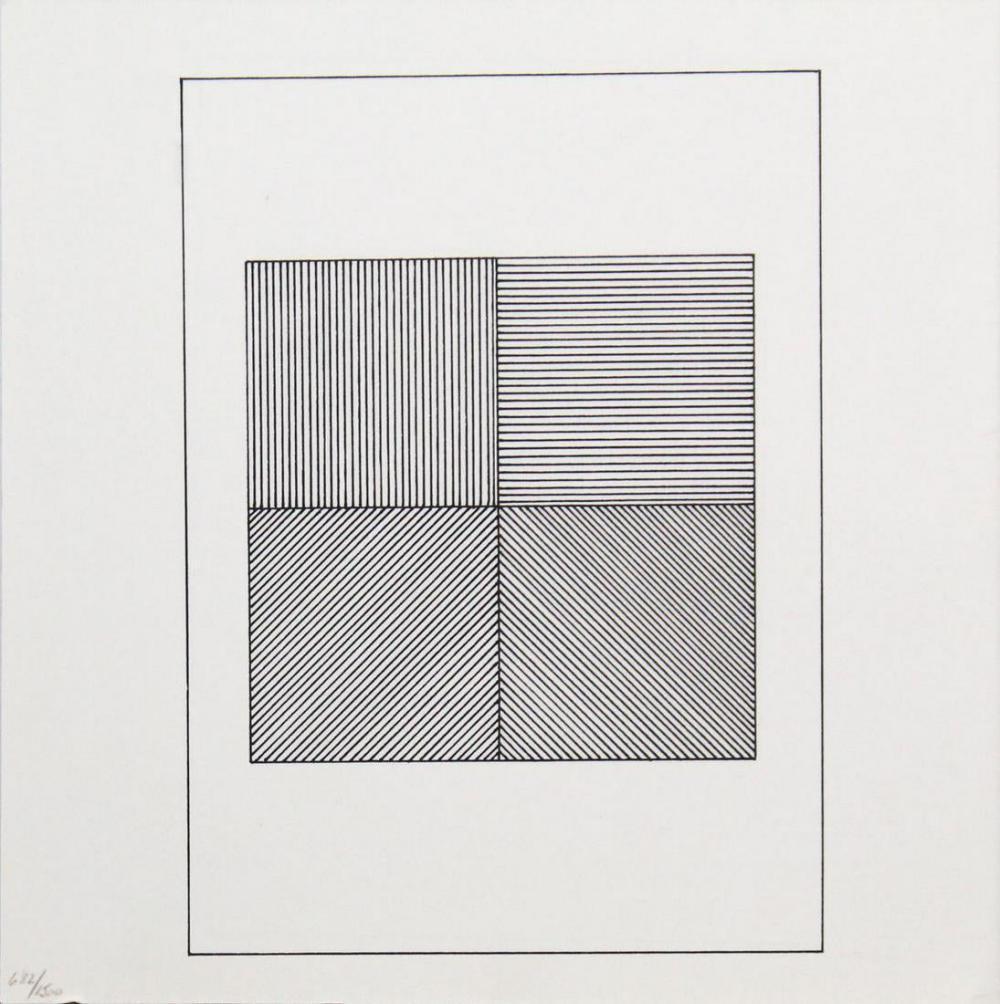 Sol Lewitt - Silkscreen from the Suite "Ficciones": Artist: Sol Lewitt Title: Untitled from the Suite "Ficciones" Year: 1984 Dimensions: 8in. by 8in. Edition: From the rare limited edition Publisher: Limited Editions Club, New York Suite: Ficciones Med