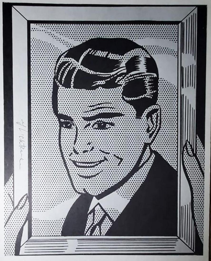 Roy Lichtenstein, Him, 1964 - Hand signed lithograph...: Roy Lichtenstein, Him, 1964, Book page offset lithograph hand signed Image size: 11 x 8 inch. Frame Approx: 18" x 15"