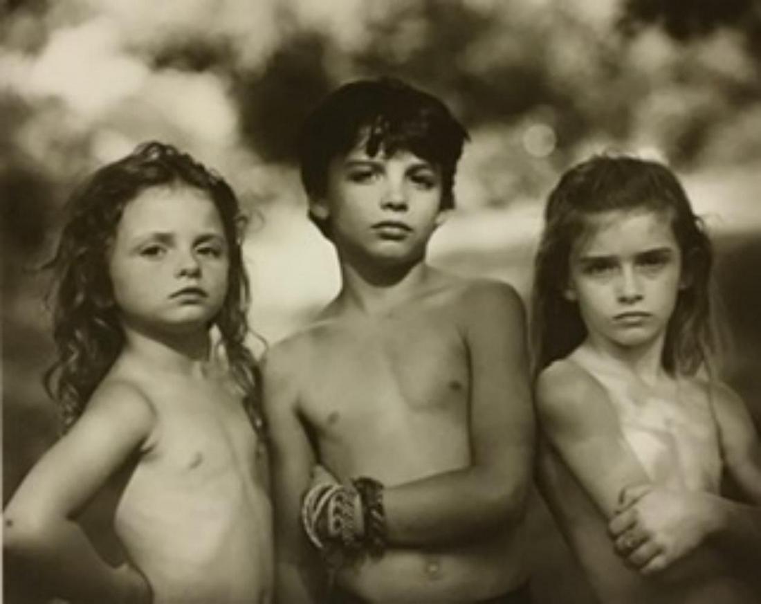 Sally Mann immediate family #1 -Emmett, Jessie and: Sally Mann immediate family #1 -Emmett, Jessie and Virginia 7x8.5 matted 12x14 . Vintage printing Photolitho, The actual items are crisp images Black on black archival matting