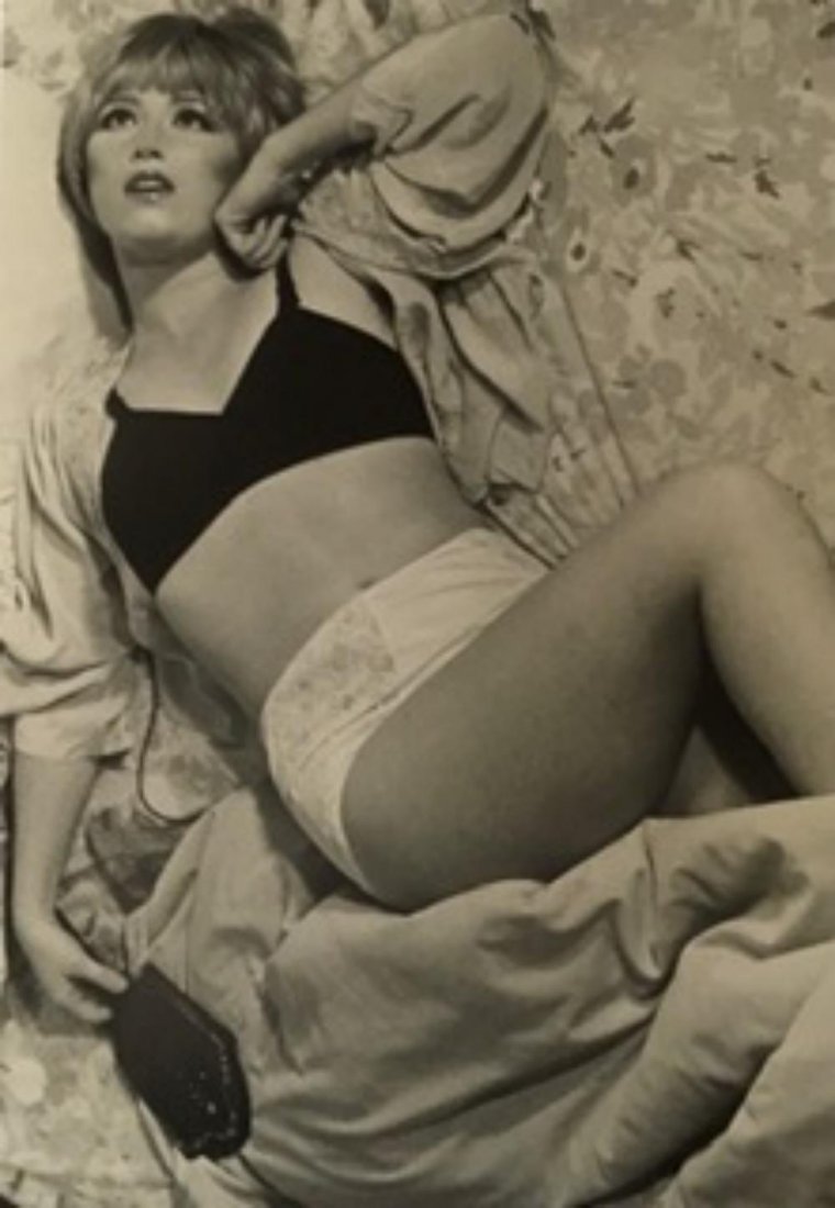 CINDY SHERMAN #6, 1977: CINDY SHERMAN #6, 1977, Photolitho 5.5 x 8 matted 12 x 14 in. Vintage printing from portraits The actual items are crisp images Black on black archival matting.