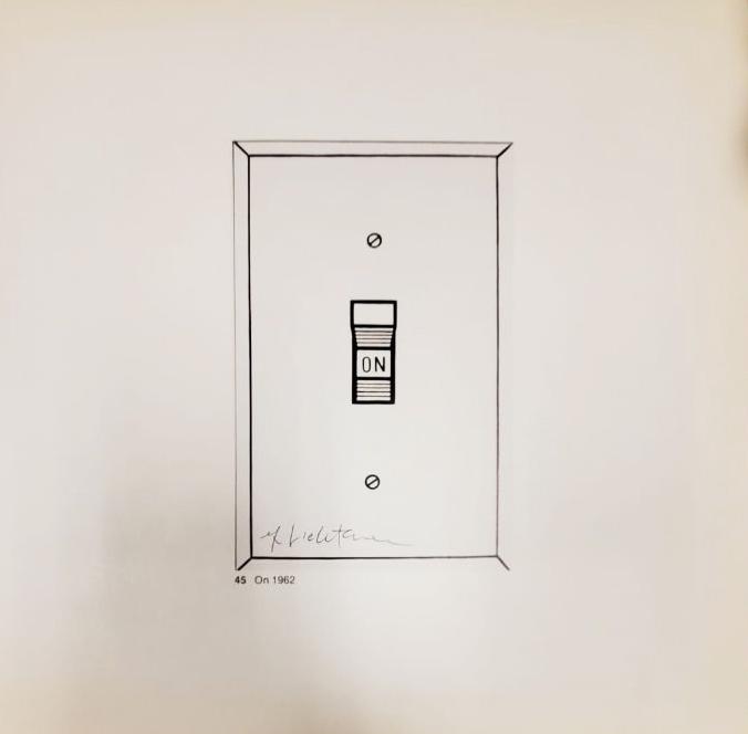 ROY LICHTENSTEIN, "On", 1962 Hand signed lithograph: ROY LICHTENSTEIN, On, 1962 Hand signed offet litho framed. Image size: 11 x 11 inch frame size approx: 18" x 18"