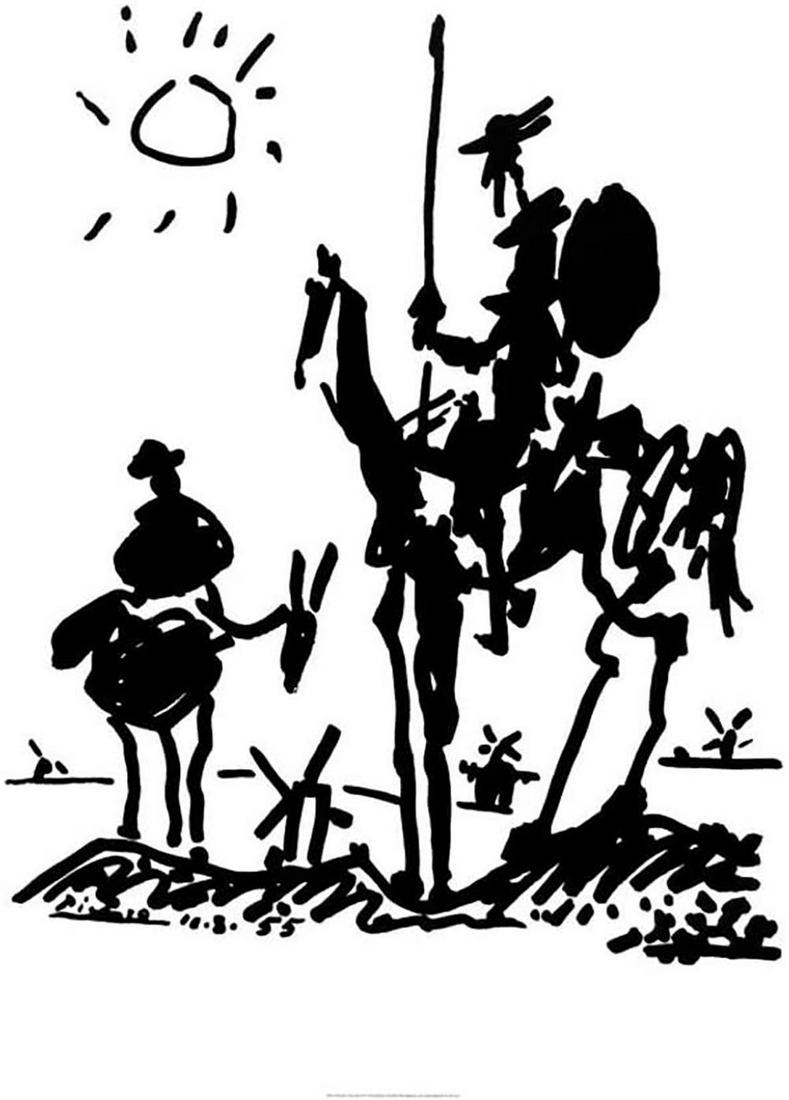 Pablo Picasso "Don Quixote" Lithograph Faxm. Signed/No.: Artist: Pablo Picasso (After)Title: "Don Quixote" Media: Offset Lithograph. Signed: Facsimile Signature. Edition: limited edition of 500. Size: 26" X 20"