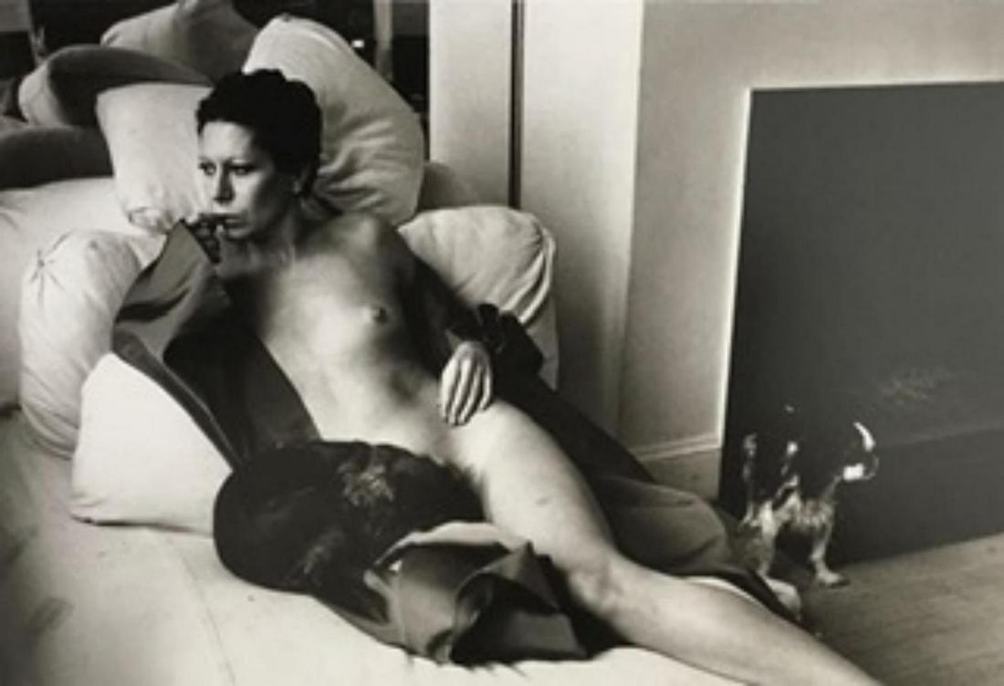 Helmut Newton, Elsa Peretti, New York, 1975: Helmut Newton, Elsa Peretti, New York, 1975, Vintage printing Photolitho, The actual items are crisp images Black on black archival matting