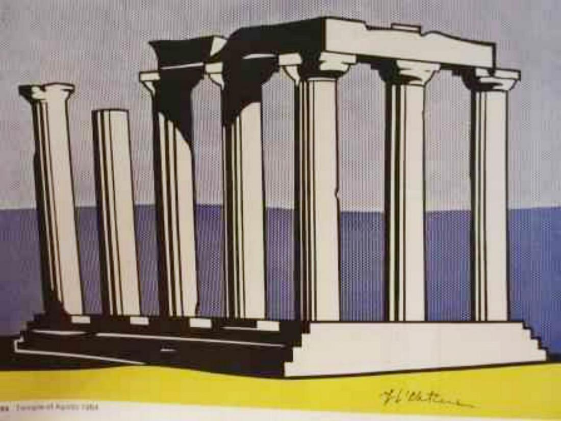 ROY LICHTENSTEIN, Temple of Apollo 1964 Hand signed: ROY LICHTENSTEIN, Temple of Apollo 1964, Book page off lithograph hand signed Image size: 11 x 11 inch