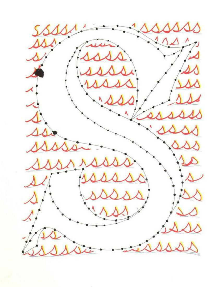 David Hockney - Letter S - Framed Lithograph: Artist: David HockneyTitle: Letter S from "Hockney's Alphabet"Year: 1991Dimensions: 12 5/8in. by 9 5/8in. Frame size approx: 20x17 Inches.Publisher: Faber and Faber Limited LondonSuite: Hockney's Alph
