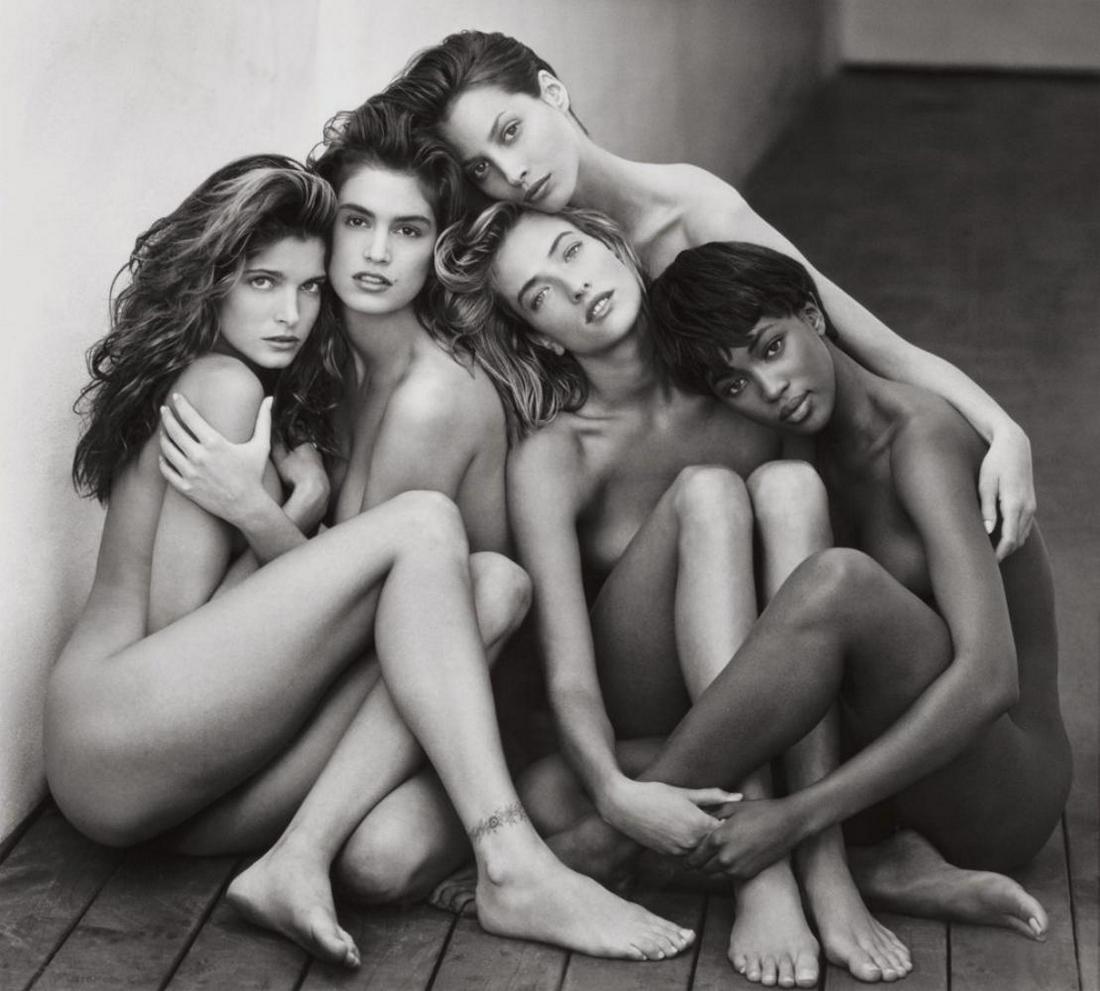 HERB RITTS, Classic Nude Super Models, 1989: Photographer: Herbert "Herb" Ritts (American, 1952 - 2002) - renowned fashion, art and celebrity photographer.Subject: Stephanie, Cindy Crawford, Christy Turlington, Tatjana ,Naomi, Hollywood .Date Of
