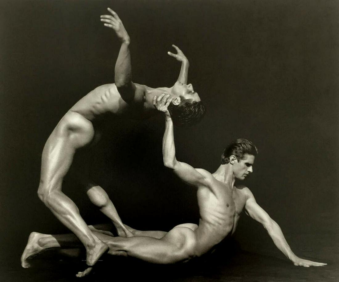HERB RITTS, Male Dancers Gymnasts, 199: Photographer: Herbert "Herb" Ritts (American, 1952 - 2002) - renowned fashion, art and celebrity photographer.Subject: Pierre and Yuri, Los Angeles,1999.Date Of Negative: 1999Type Of Print: Quadtone P