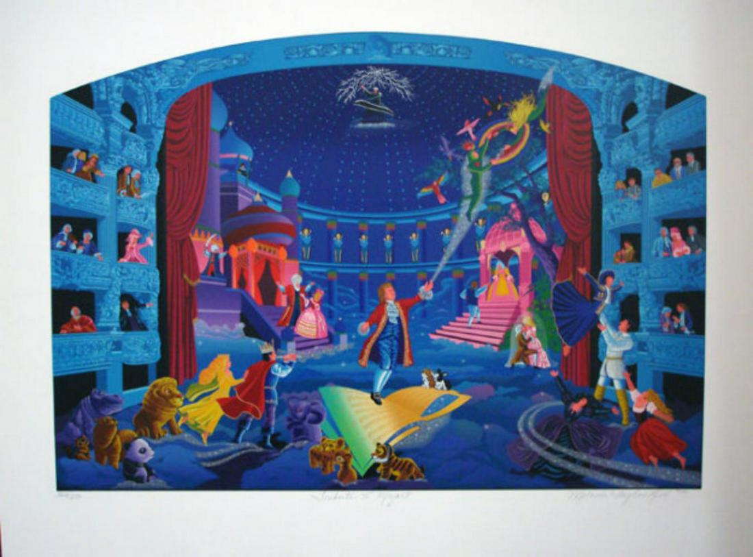 Melanie Taylor Kent, "Tribute to Mozart 1991" Artist: Tribute to Mozart 1991 by Melanie Taylor Kent, Limited Edition Serigraph on Paper. Size: 26x34 in