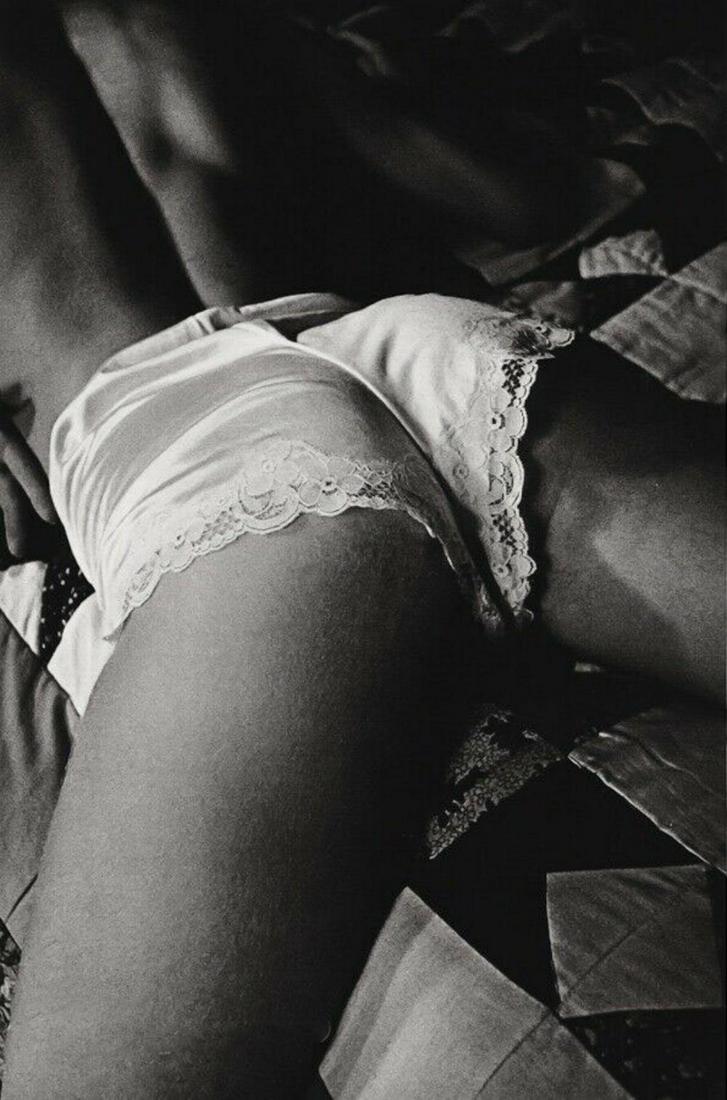 JEANLOUP SIEFF, Nude Butt Silk Panties 1981: Photographer: Jeanloup Sieff (French, 1933 - 2000) - French photographer critically acclaimed for his portraits, landscapes, nude studies and fashion imagery. He often made use of a wide angle lens, i