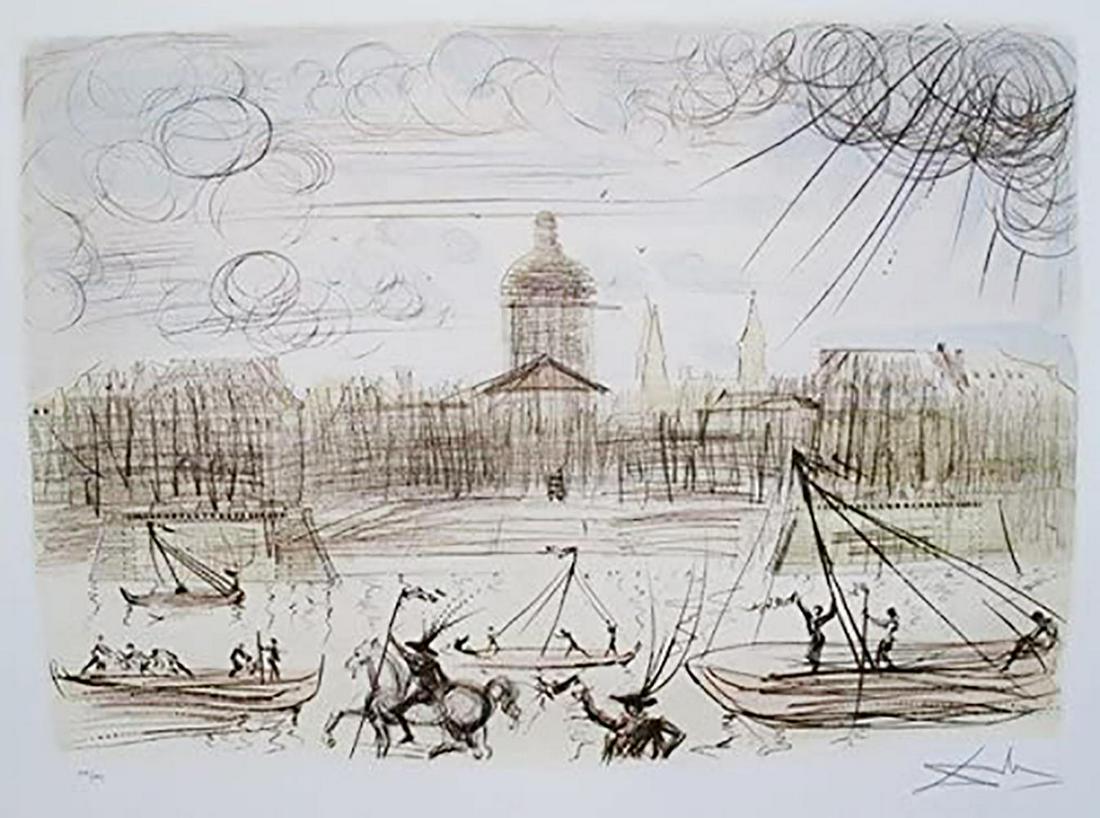 Salvador Dali "Academy of France" Faxm signed/No. litho: Artist: Salvador Dali (After)Title: "Academy of France" Media: Offset LithographSigned: Facsimile SignatureEdition: limited edition of 500Size: 17.5" X 24"