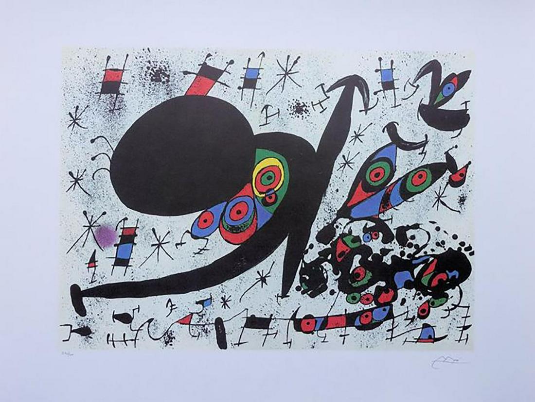 Joan Miro "Hommage to Joan Pratts" Faxm. signed & num.: Artist: Joan Miro (After)Title: "Hommage to Joan Pratts" Media: Offset Lithograph Signed: Facsimile Signature Edition: limited edition of 500 Size: 18.5" X 24"