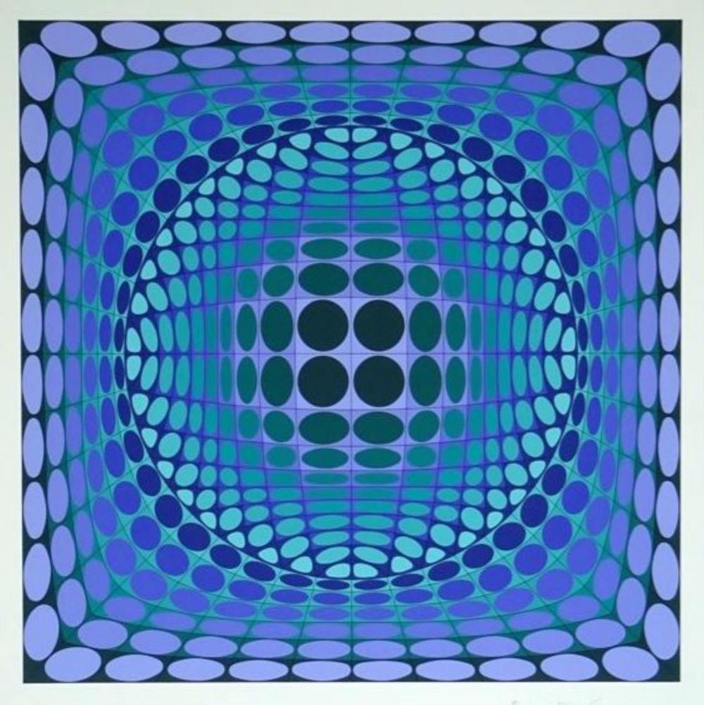 Victor Vasarely "Uran" Signed & numbered screen print,: Artist: Victor Vasarely (French/Hungarian 1906-1997) Medium: Screen Print on Paper Title: "Uran" Signed: Signed and numbered in Pencil. Edition: 211/250. Measures 20" x 20", Frame measures approx. 24"