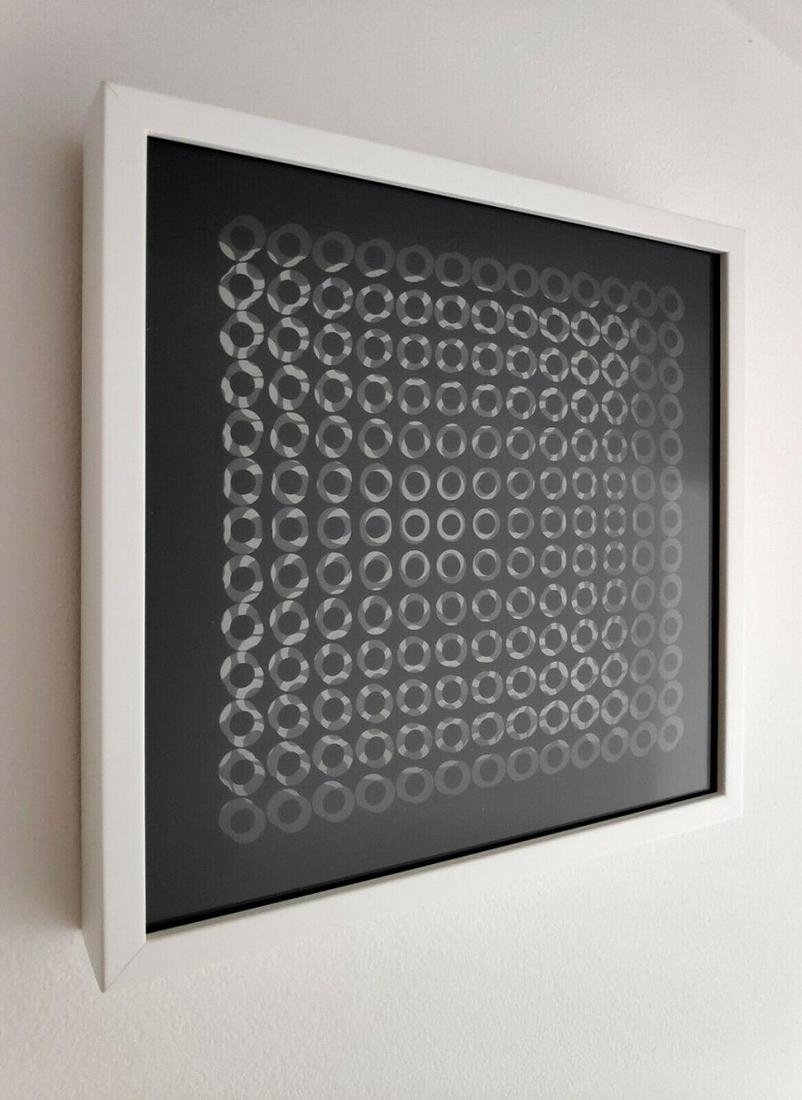 Victor Vasarely - Oeuvres Profondes Cinetiques III: Victor Vasarely - Oeuvres Profondes Cinetiques III, 3D sculptures/objects custom framed in gallery wooden frames with glass. Dimensions: 29 x 29 cm (11.4 x 11.4 in.) Published by Editions du Griffon N