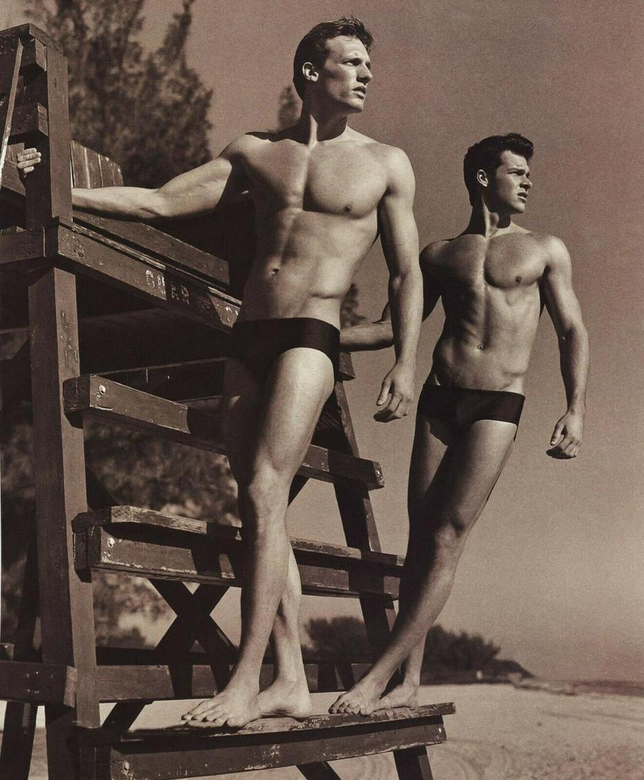 BRUCE WEBER, 2000 Lifeguard Swimmer Beach Surf: Photographer: Bruce Weber (American, b. 1946) - internationally renowned American fashion photographer best known for his racy, erotically charged imagery. Weber has shot the ad campaigns of Calvin Kl