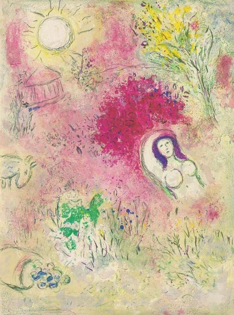 Marc Chagall Daphnis and Chloe original Lithograph 1977: Marc Chagall, Daphnis and Chloe, Being offered is a beautiful Vintage Color Lithograph, Publisher: George Braziller, Printed In: West Germany, Copyright Info: Les Editions, 1961 Verve, Paris, Publishe