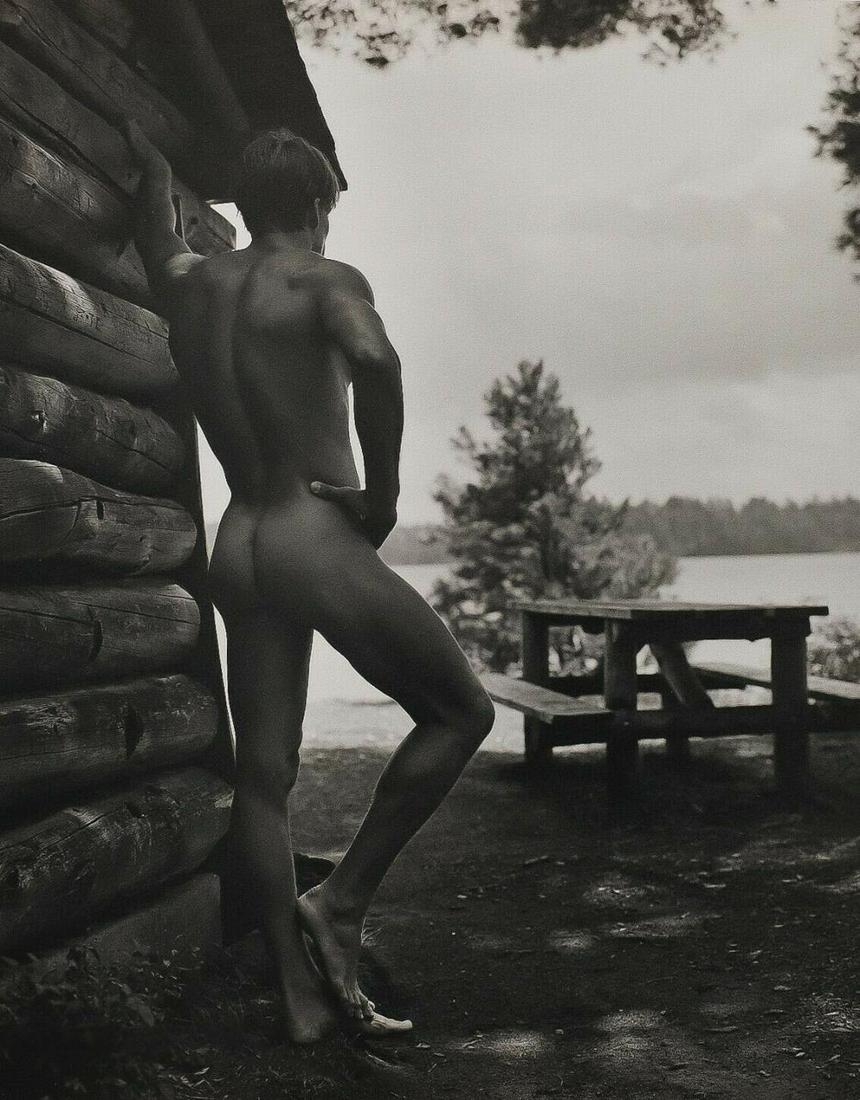 BRUCE WEBER, PAUL Log Cabin Adirondack - 1988: Photographer: Bruce Weber (American, b. 1946) - internationally renowned American fashion photographer best known for his racy, erotically charged imagery. Weber has shot the ad campaigns of Calvin Kl