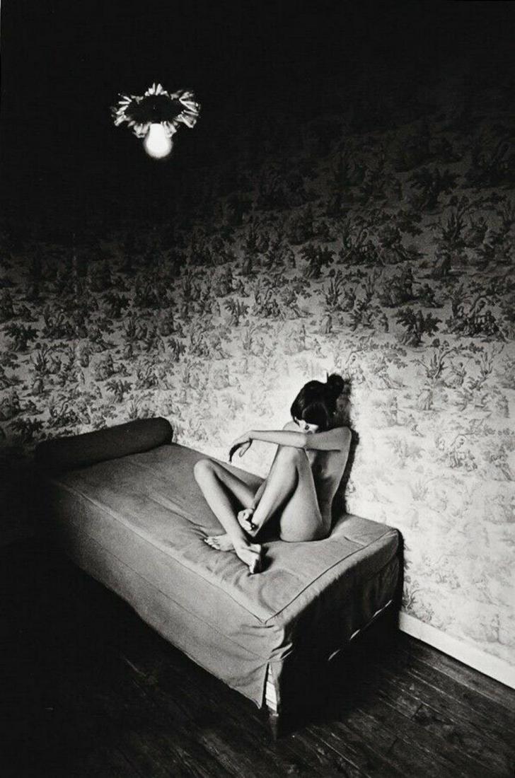 JEANLOUP SIEFF, Woman Sitting Bed 1979: Photographer: Jeanloup Sieff (French, 1933 - 2000) - French photographer critically acclaimed for his portraits, landscapes, nude studies and fashion imagery. He often made use of a wide angle lens, i