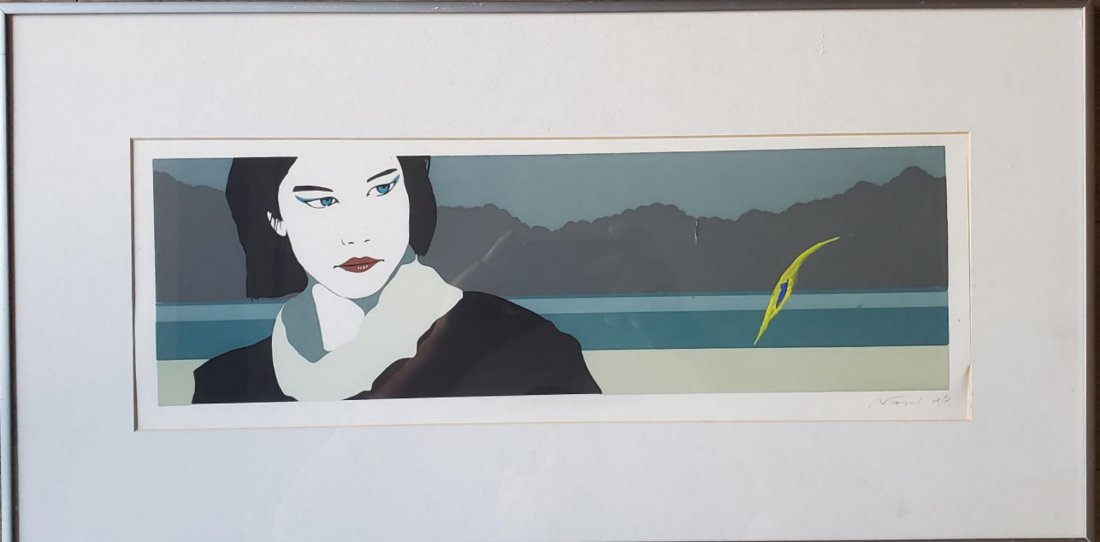 After Patrick Nagel, Serigraph Signed Artist Proof: After PATRICK NAGEL HAND SIGNED.this is an artist proof (A/P) serigraph on paper measures 12x 25.5 inches