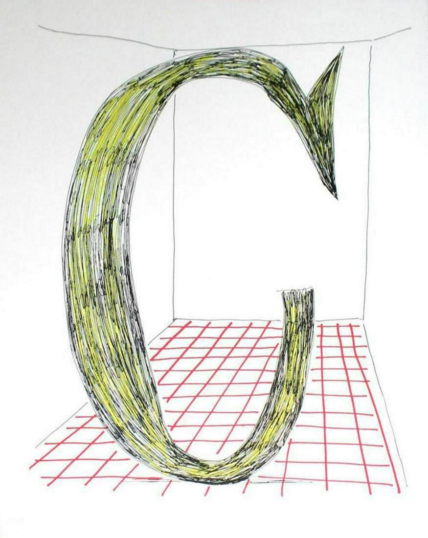 David Hockney - Letter C - Framed Lithograph: Artist: David Hockney. Title: Letter C from "Hockney's Alphabet" Year: 1991. Dimensions: 12 5/8in. by 9 5/8in. Frame size approx: 20x17 Inches. Publisher: Faber and Faber Limited London. Suite: Hockne