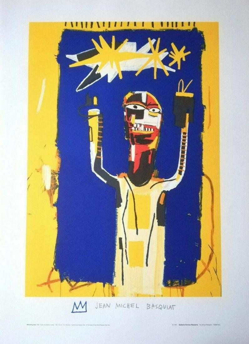 Jean Michel Basquiat, "Welcoming Jeers 1997" Estate: Jean Michel Basquiat" Welcoming Jeers 1997" Limited Edition Print : Lithograph in Colors. Size : 30x22 in | 76x56 cm. Edition : Unnumbered limited edition. Other : Stamped By Artists Estate. Condition