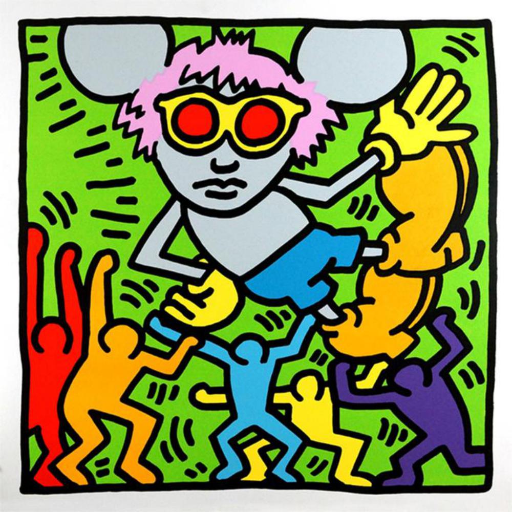 ANDY WARHOL - KEITH HARING, ANDY MOUSE II, SCREEN PRINT: ANDY WARHOL - KEITH HARING. ANDY MOUSE DOLLAR II, 1986. Silkscreen, not signed and numbered, Proof out side the edition of 30,Paper size 38 x 38 inches (96.5 x 96.5 cm) Keith Haring met Andy Warhol in