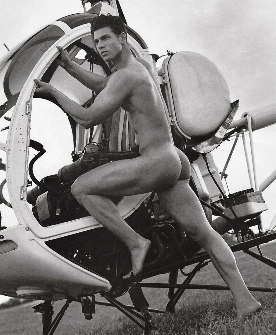 BRUCE WEBER, Helicopter Aviation, Photo Engraving 2000: Photographer: Bruce Weber (American, b. 1946) - internationally renowned American fashion photographer best known for his racy, erotically charged imagery. Weber has shot the ad campaigns of Calvin Kl