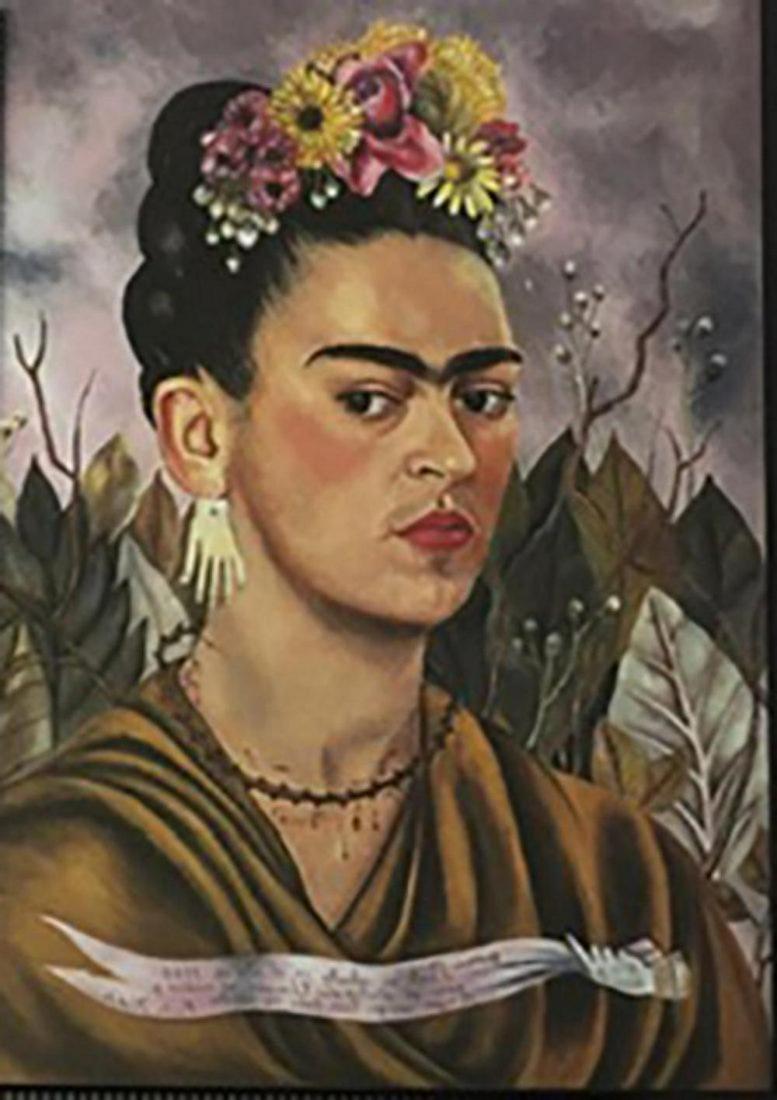Frida Kahlo, Self portrait dedicated to Dr Eloesser,: Frida Kahlo, Self portrait dedicated to Dr Eloesser, 1940. Vintage printing Photolitho, The actual items are crisp images Black on black archival matting size Approx: 16" x 13"