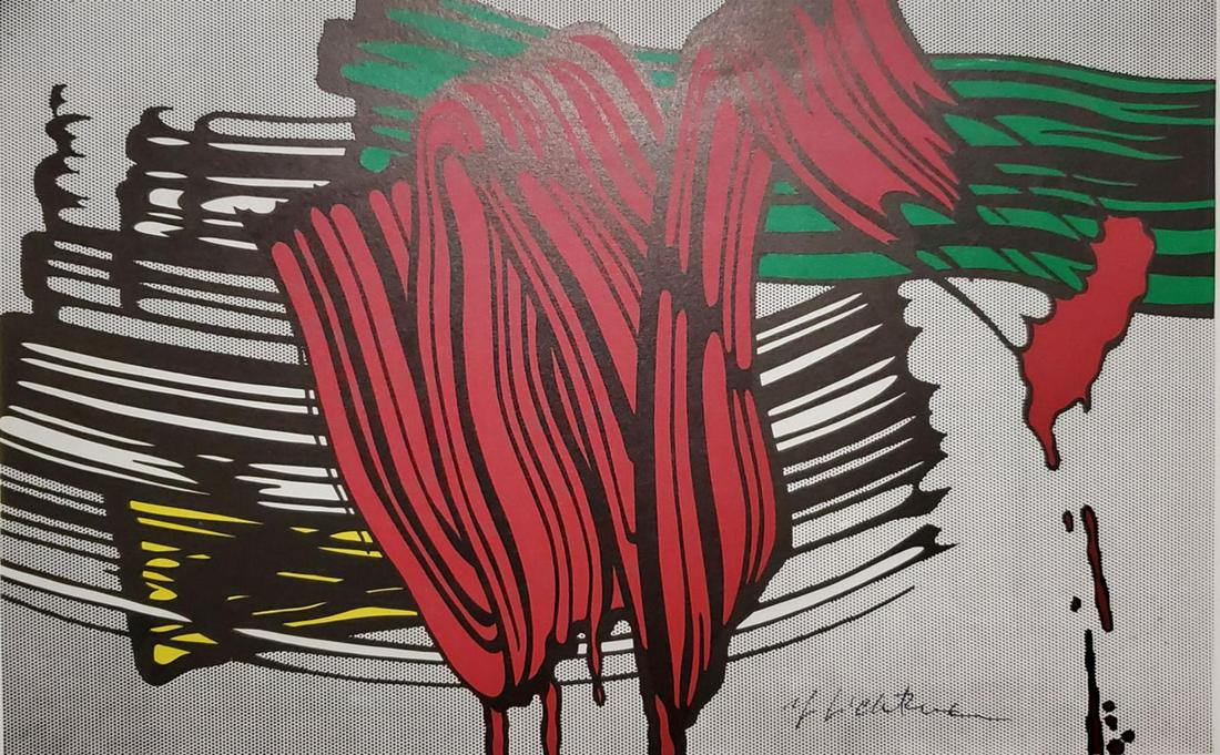 Roy Lichtenstein - Big Painting VI 1965, Lithograph sig: Roy Lichtenstein - Big Painting VI 1965, Hand signed Offset lithograph book page Framed Paper size: 12 x 8.5 inch frame size approx: 16" x 12"