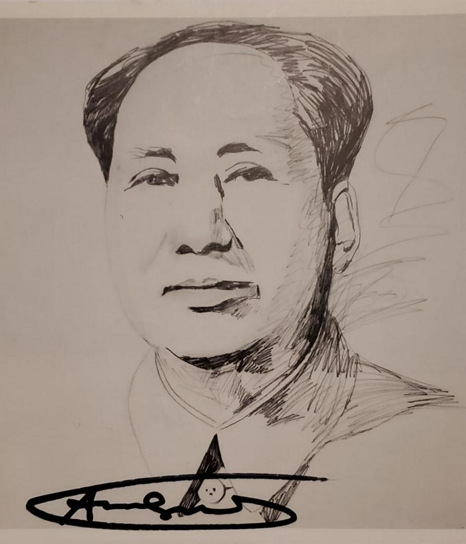 Andy Warhol, Mao, Hand signed offset lithograph: Artist: Andy WarholTitle: "Mao"Medium: Offset Lithograph (Book Page)Year: 1983Signed: Hand signed by the Artistimage Size: 9" X 9"