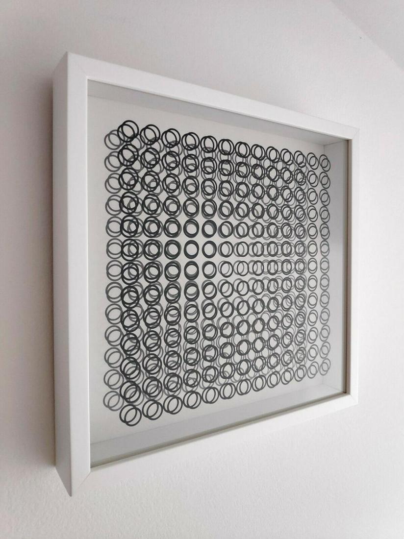 Victor Vasarely - Oeuvres Profondes Cinetiques VI: Victor Vasarely - Oeuvres Profondes Cinetiques VI, 3D sculptures/objects custom framed in gallery wooden frames with glass. Dimensions: 29 x 29 cm (11.4 x 11.4 in.) Published by Editions du Griffon Ne