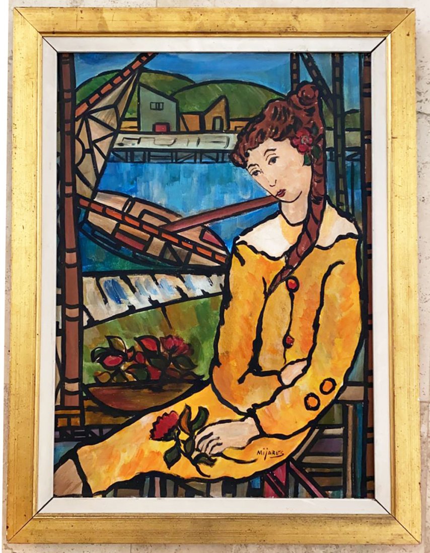 Jose Maria Mijares, Oil on Canvas, C1970 COA/Estate: Jose Maria Mijares (Jose Mijares) Cuban (1921-2004) Oil on Canvas C1970 Titled: "Mujer" Image size: 27.5 x 19.5 Inches, Hand signed lower right. Piece comes with a coa from the estate signed, Tamped p